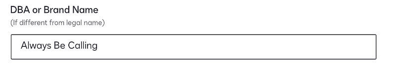 DBA or Brand Name form field graphic