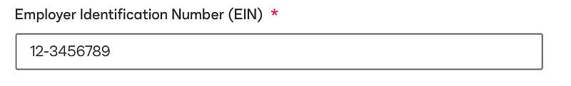 Employer Indentification Number (EIN) form field graphic