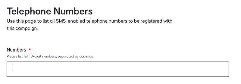 Telephone Numbers form field graphic