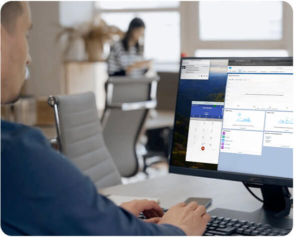 Man using a desktop computer