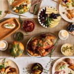 Thanksgiving table from above