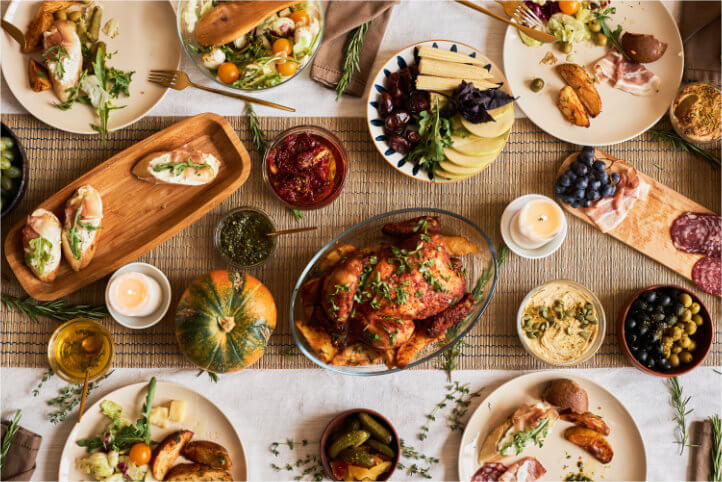 Thanksgiving table from above